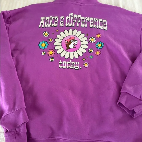 Vibrant Purple Women's Hoodie with Floral Accent - Picture 2 of 4
